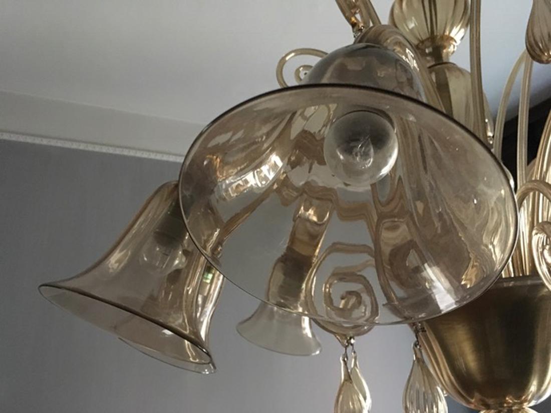 Italy 1960 Murano Venezia Blown Glass Chandelier 8 Lights For Sale 9