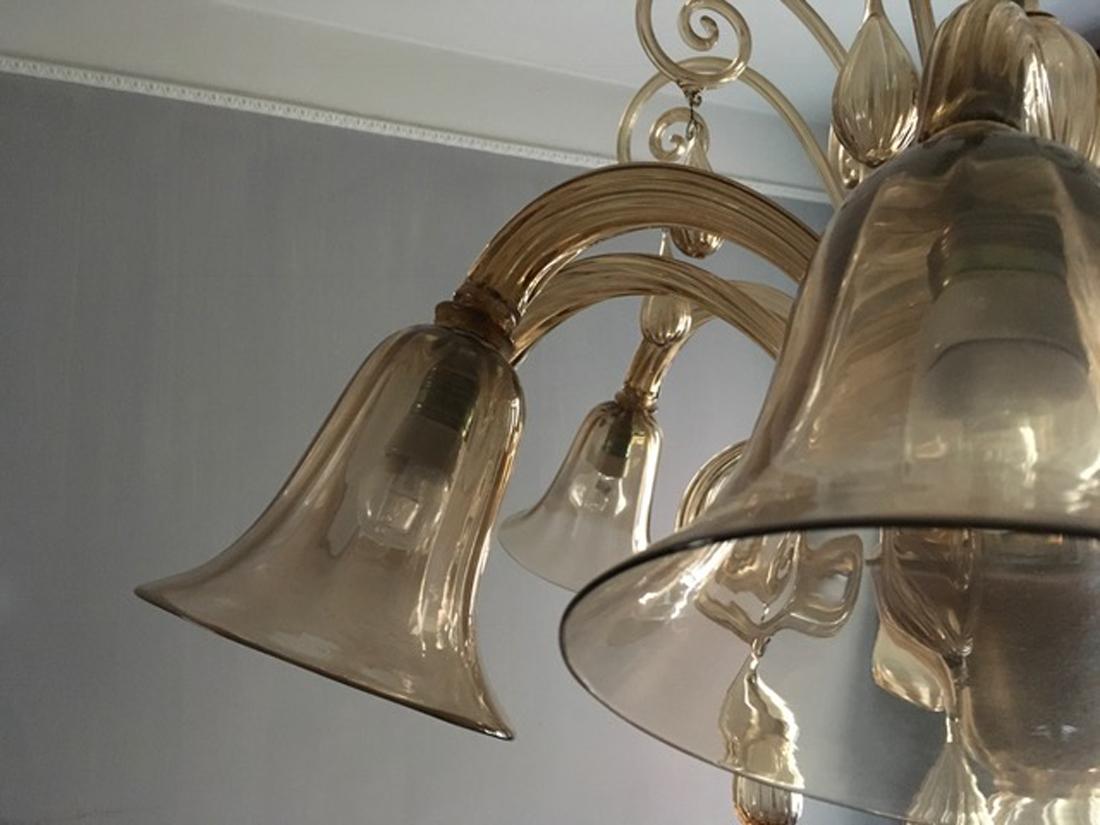 Italy 1960 Murano Venezia Blown Glass Chandelier 8 Lights For Sale 10