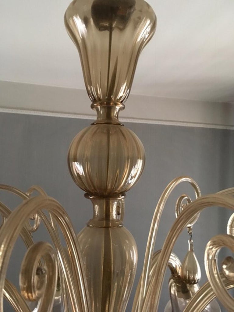 Murano Blown Glass Chandelier Light Gold Color Eight ...
