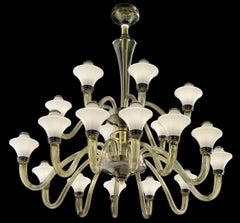 Murano blown Glass Chandelier, Metropolis, Olive Green Venetian Crystal