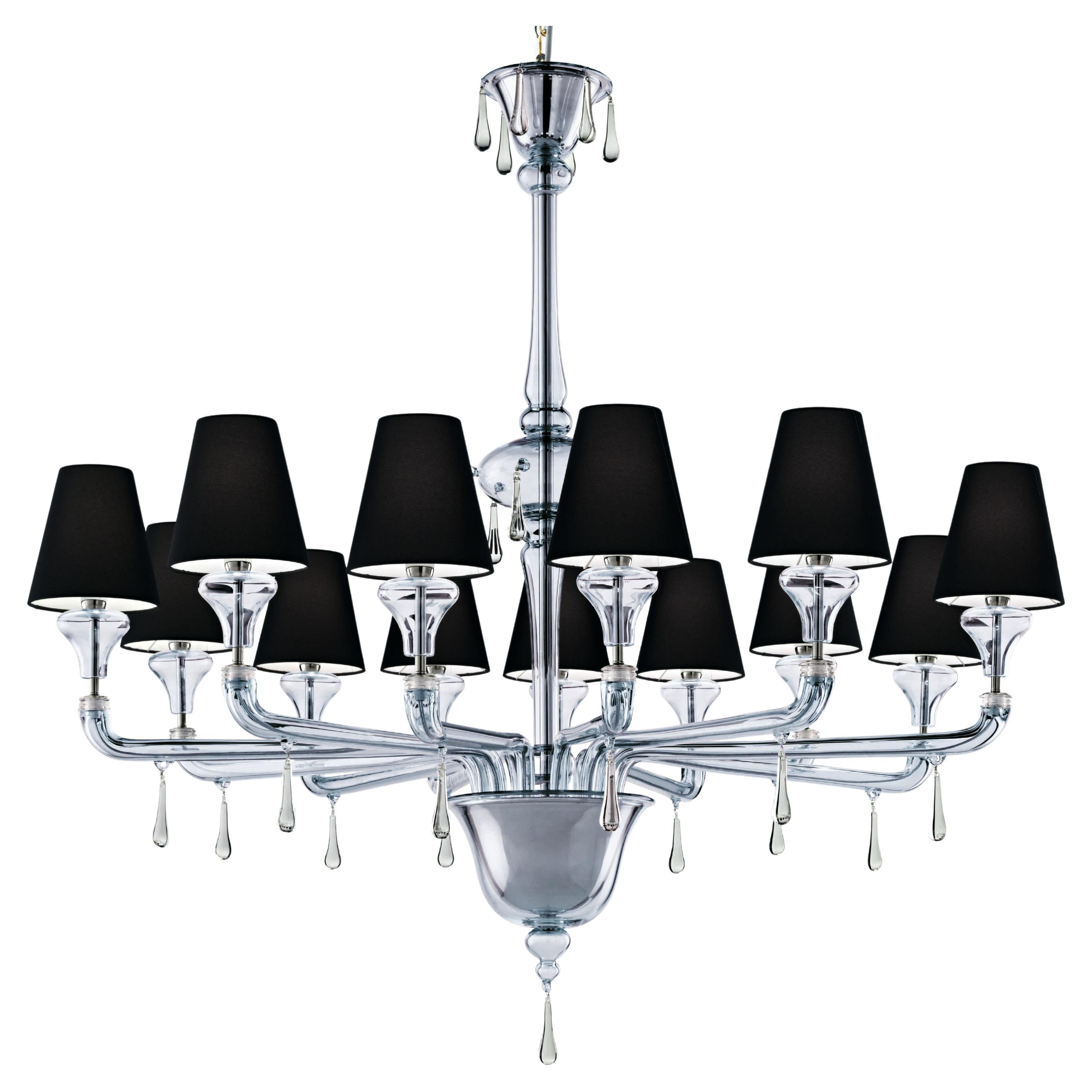 Lampadario in vetro di Murano, cristallo veneziano indaco, Nevada