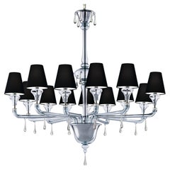 Murano blown Glass Chandelier, Nevada, Indigo Venetian Crystal, Barovier Toso