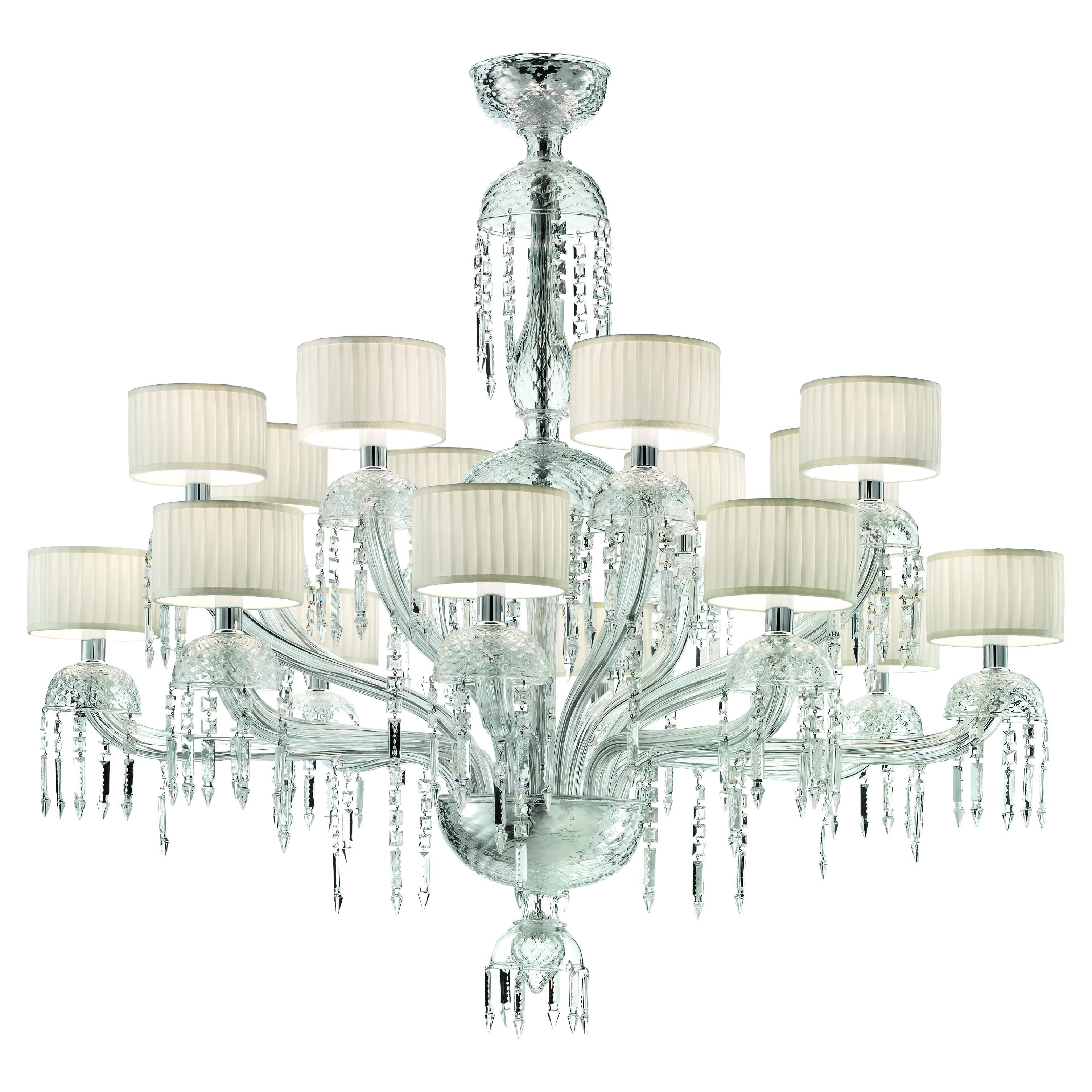 Lampadario in vetro di Murano, cristallo trasparente, Première Dame