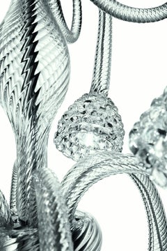 Murano Glass Chandelier, Periwinkle Venetian Crystal, Quadri