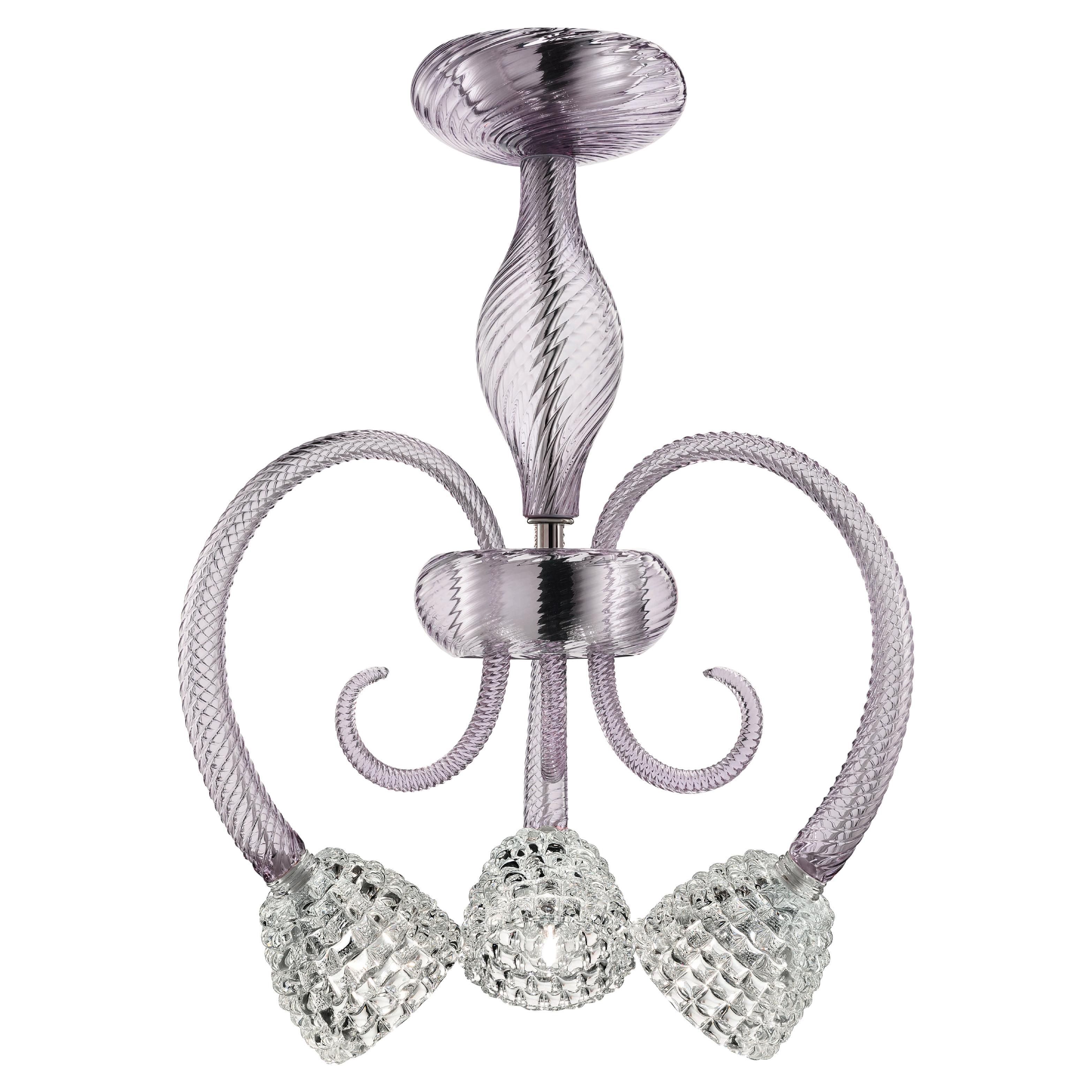 Murano Glass Chandelier, Periwinkle Venetian Crystal, Quadri