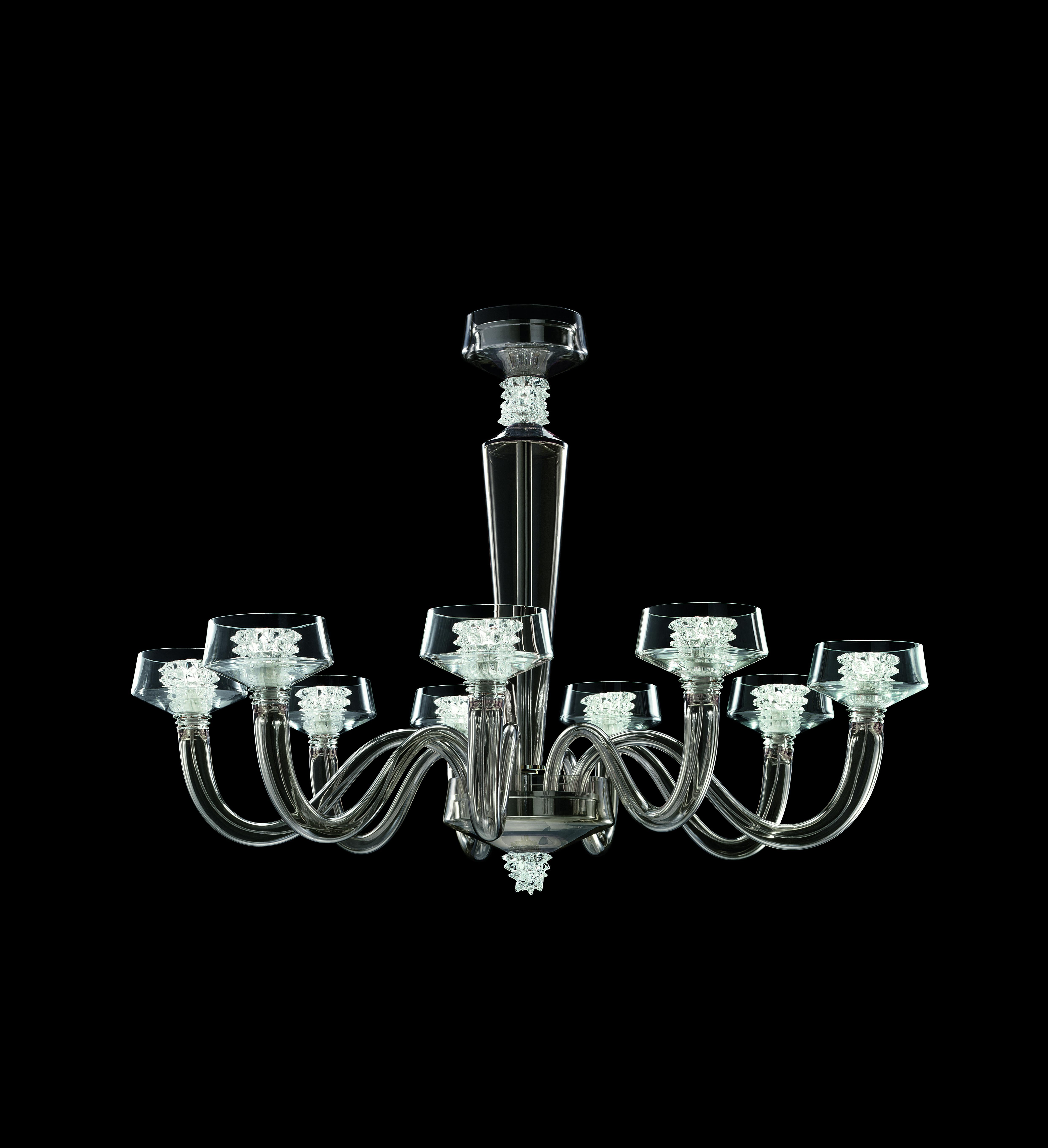 Murano blown Glass Chandelier, Rosati, Sand Venetian Crystal In New Condition For Sale In Venice, IT