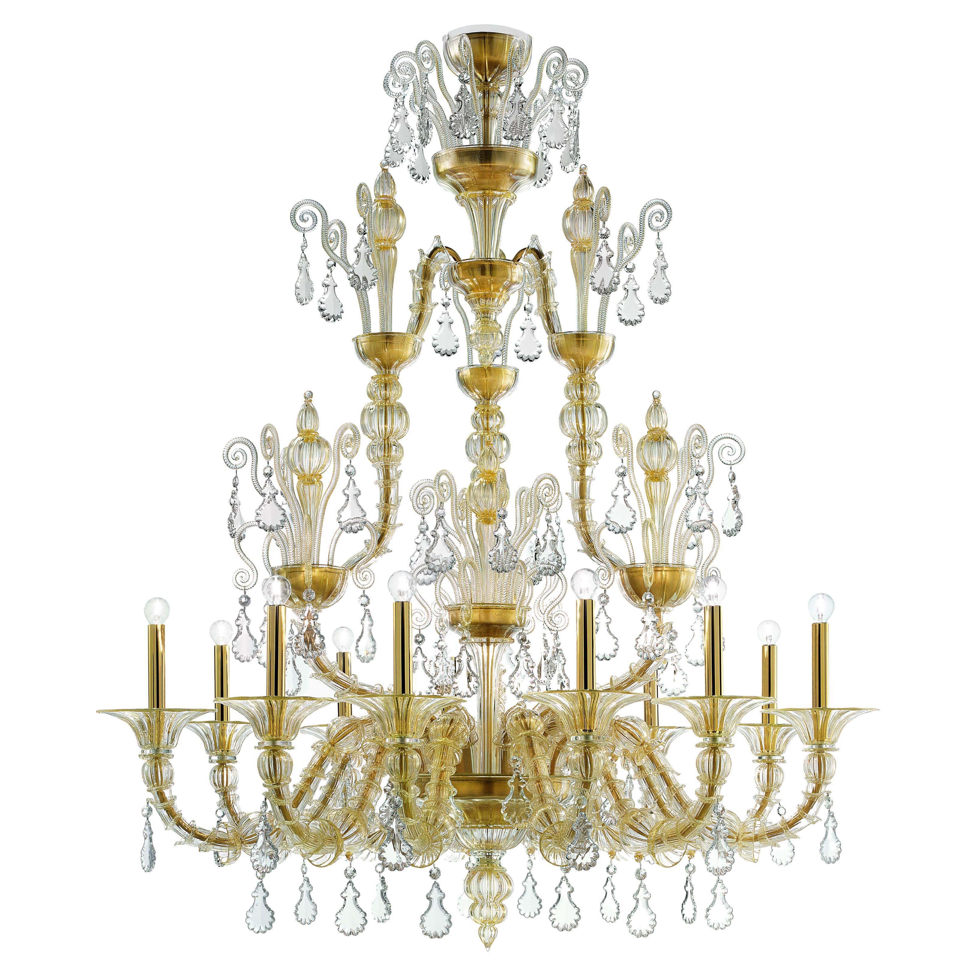 Murano Glas Kronleuchter, Taif, Gold Venezianisches Kristall