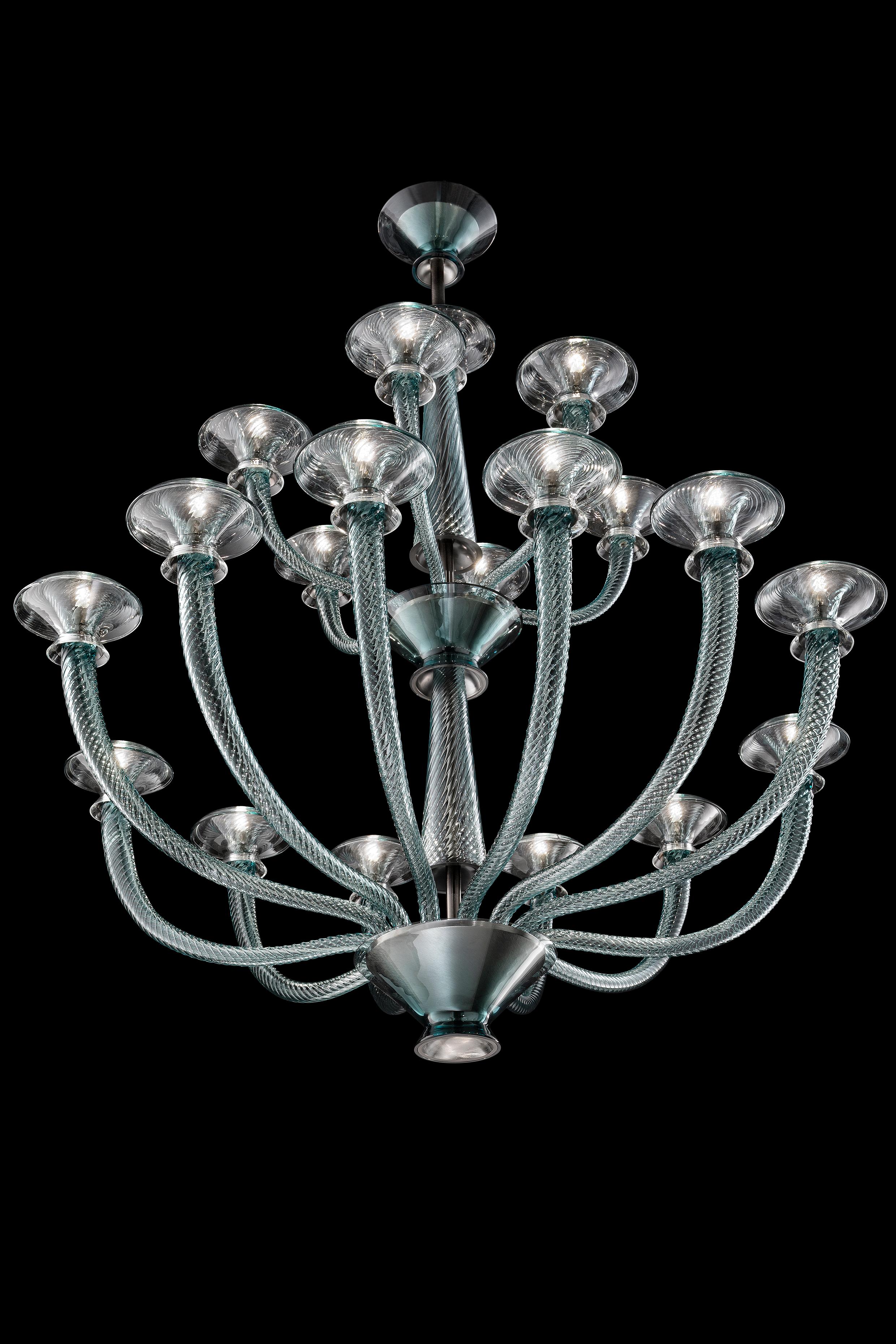 Italian Murano blown Glass Chandelier, Vertigo,  Blue Venetian Crystal For Sale