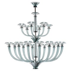 Murano blown Glass Chandelier, Vertigo,  Blue Venetian Crystal