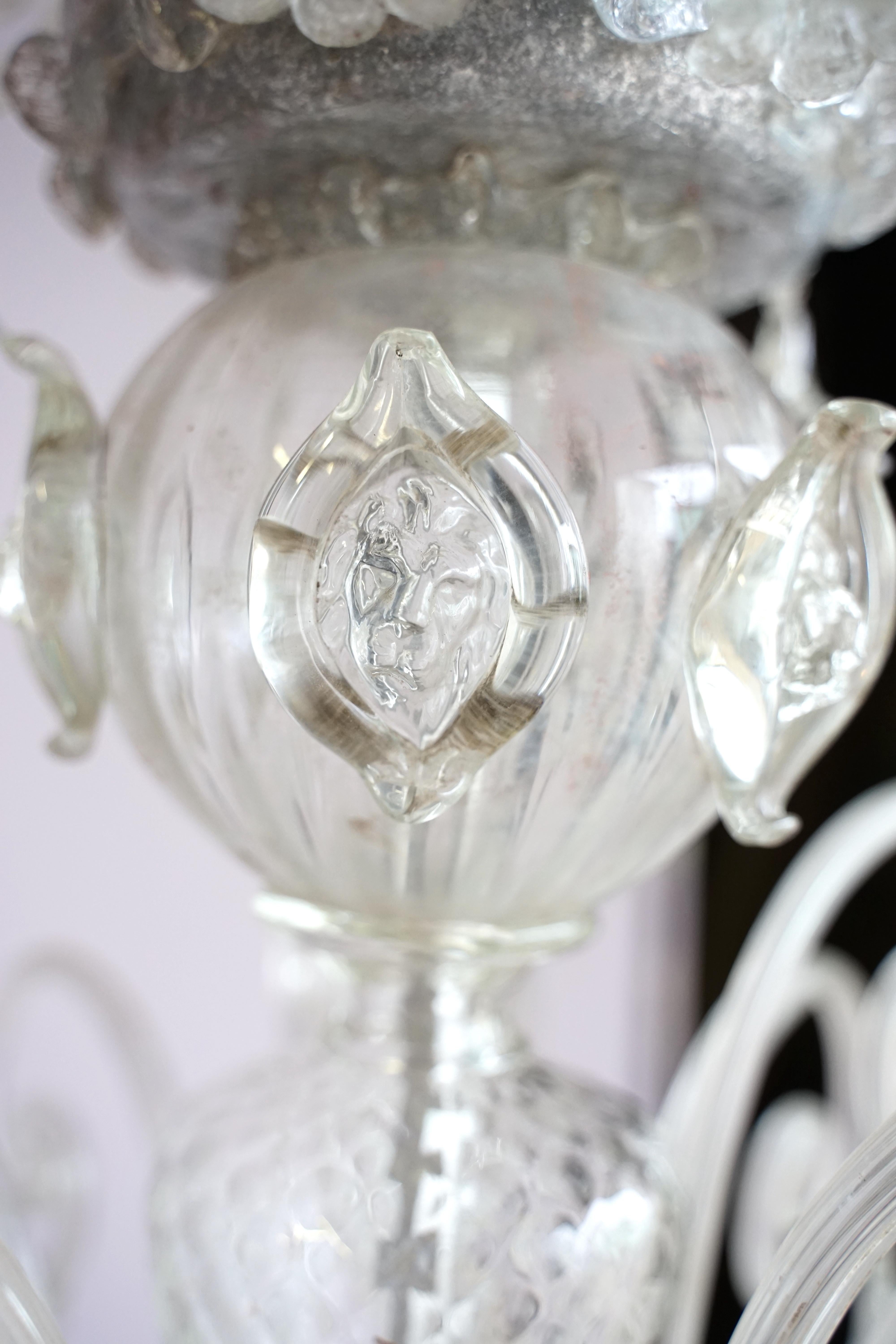 Rococo Lustre en verre de Murano soufflé à 10 lumières en vente