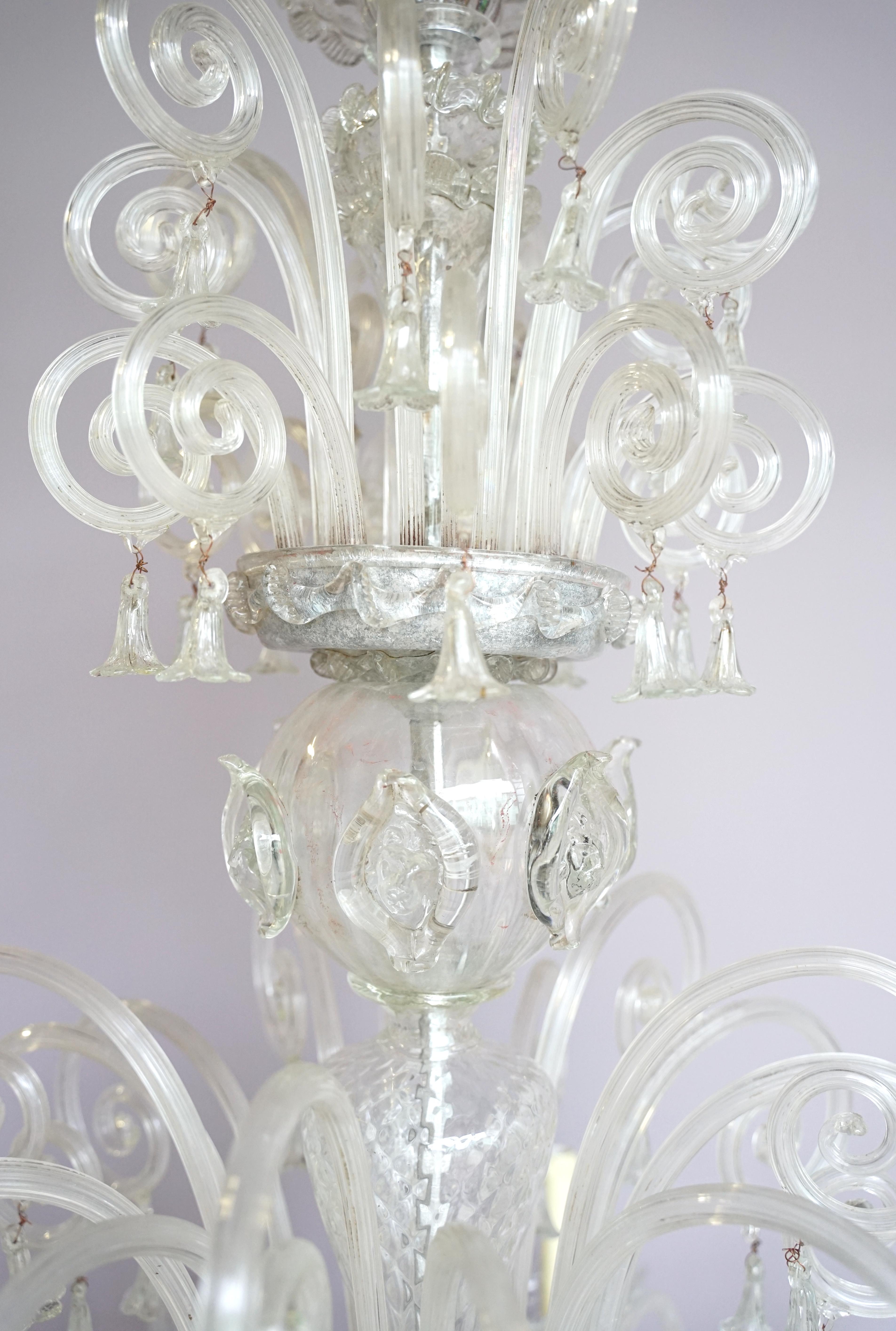 Hand-Crafted Murano Blown Glass Chandelier with 10 Lights For Sale