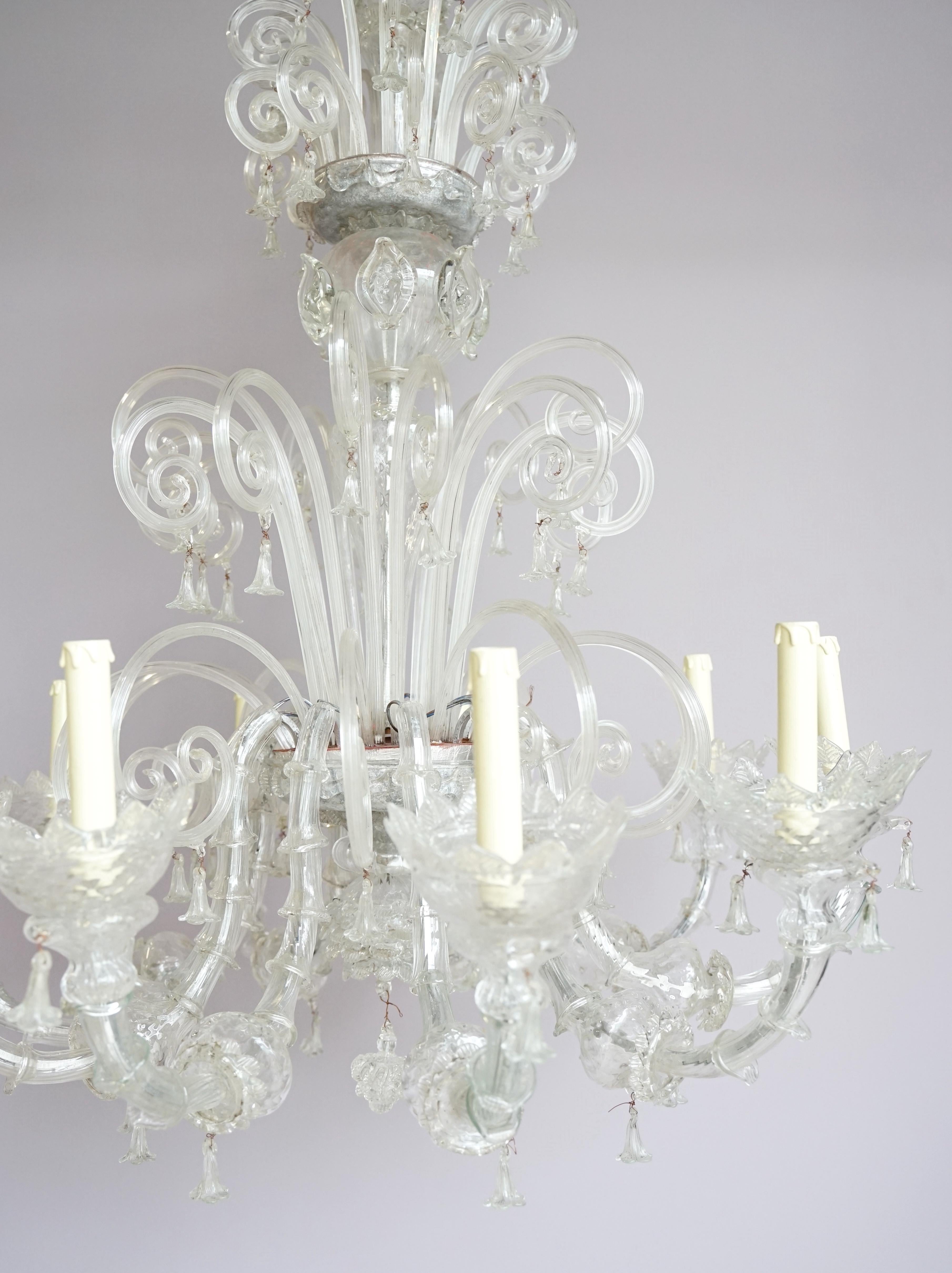 Murano Blown Glass Chandelier with 10 Lights In Excellent Condition For Sale In Badia Polesine, RO