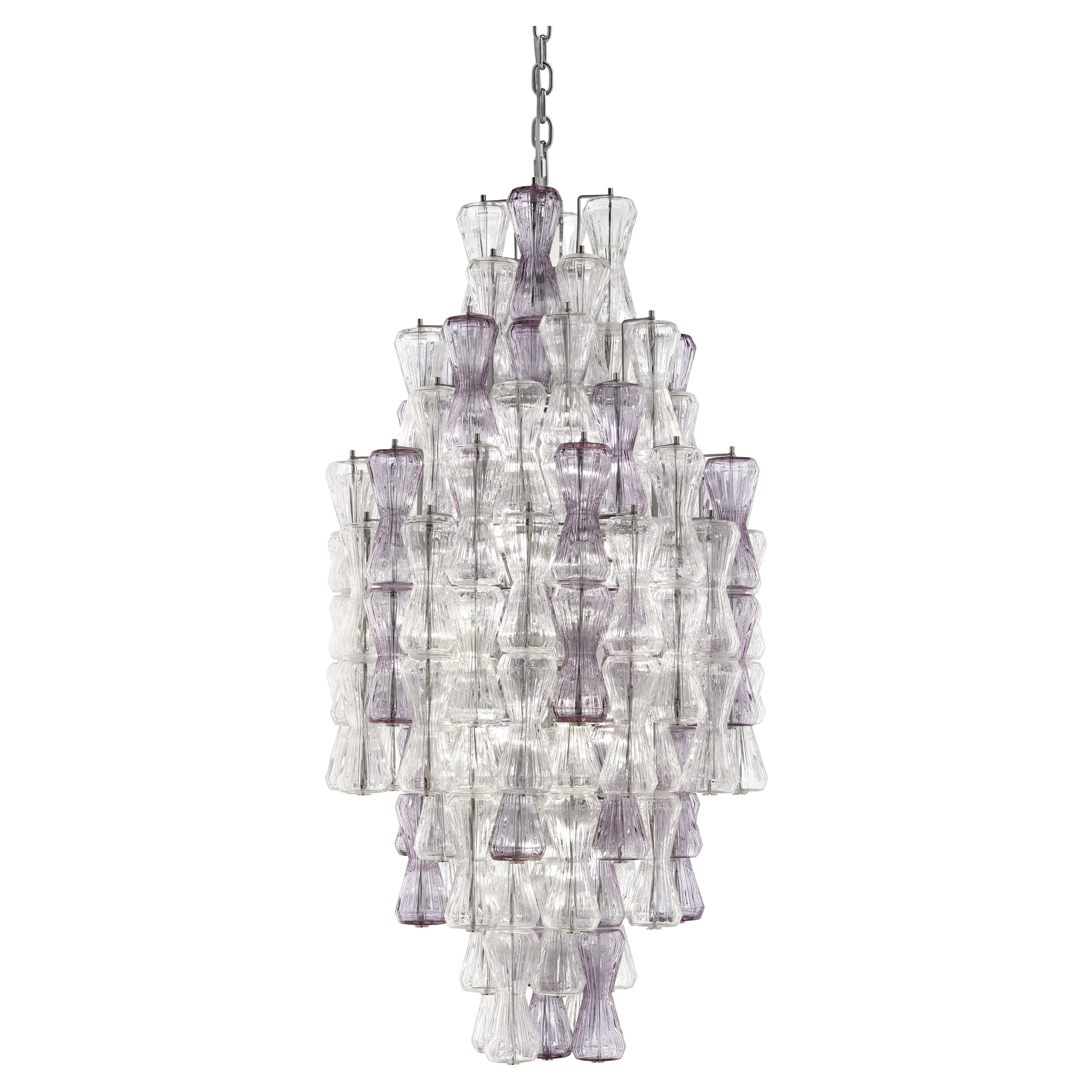 Murano Blown Glass Suspension Lamp, Periwinkle, Clepsydra
