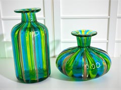 Murano Blown Glass Cozeta Mini Ribbon Vase Blue/Green/Copper