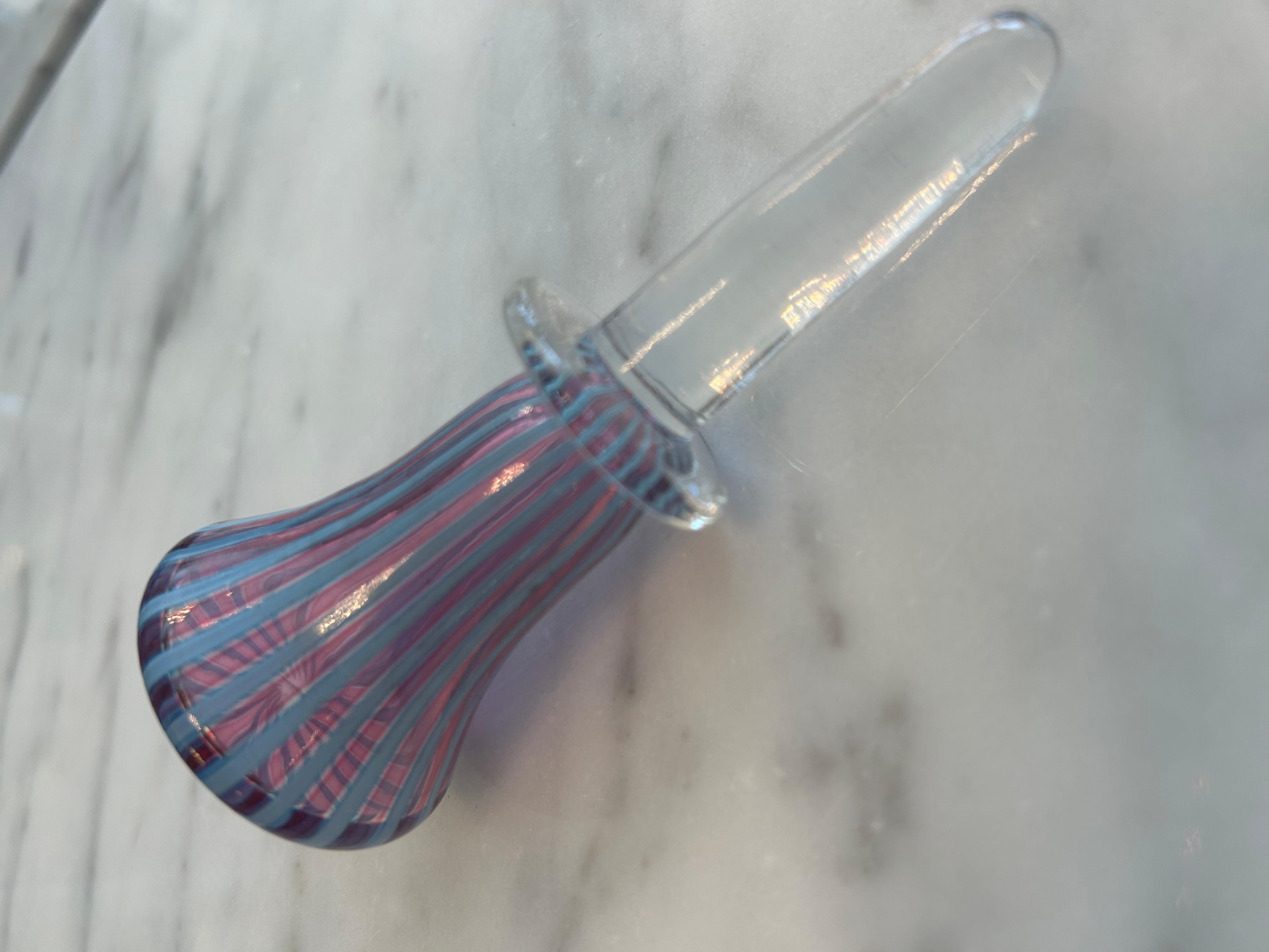  Murano Blown Glass Decanter Attributed to Vetreria Fratelli Toso Signed  In Good Condition For Sale In Ft Lauderdale, FL