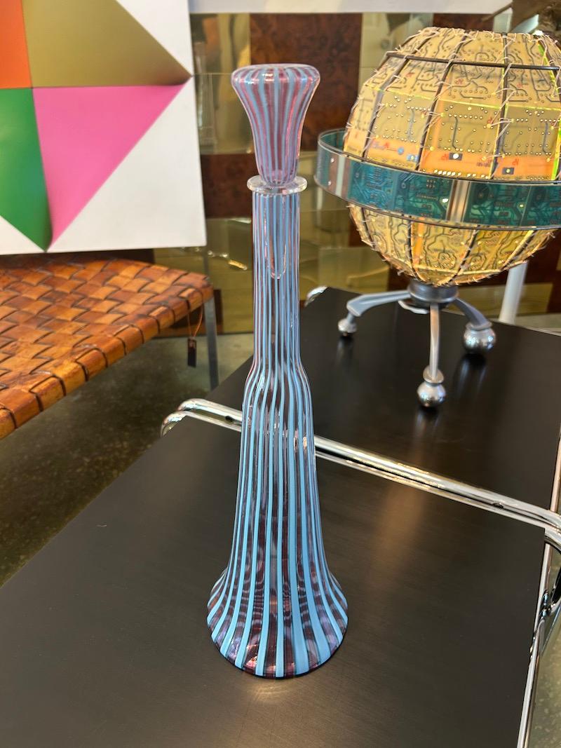 Murano Blown Glass Decanter Vetreria Fratelli Toso Signed, Italy, 1960s 2