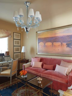 Murano blown Glass Table Lamp, Periwinkle Venetian Crystal