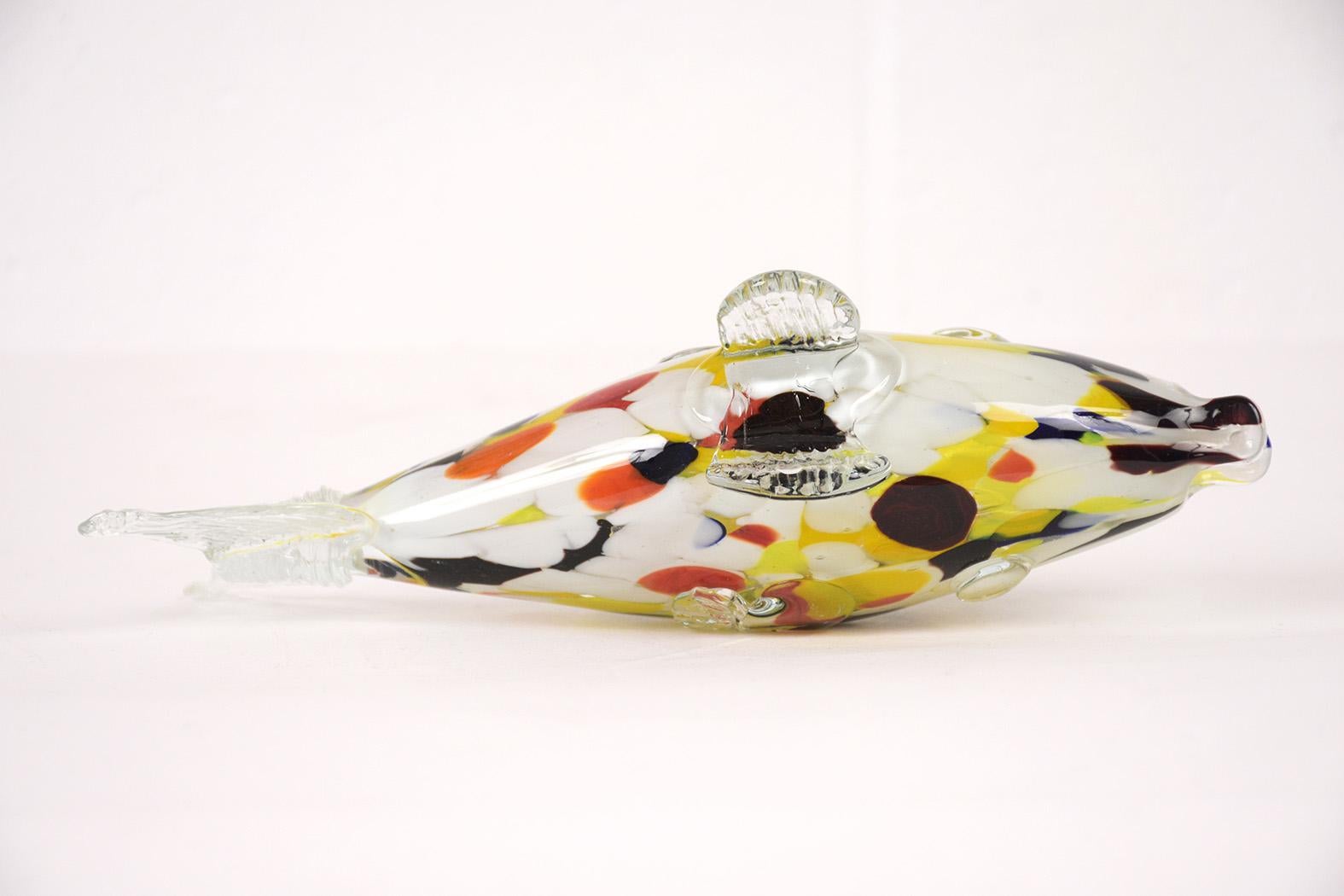 Contemporary Murano Blown Glass Fish Multi-Color Figurine