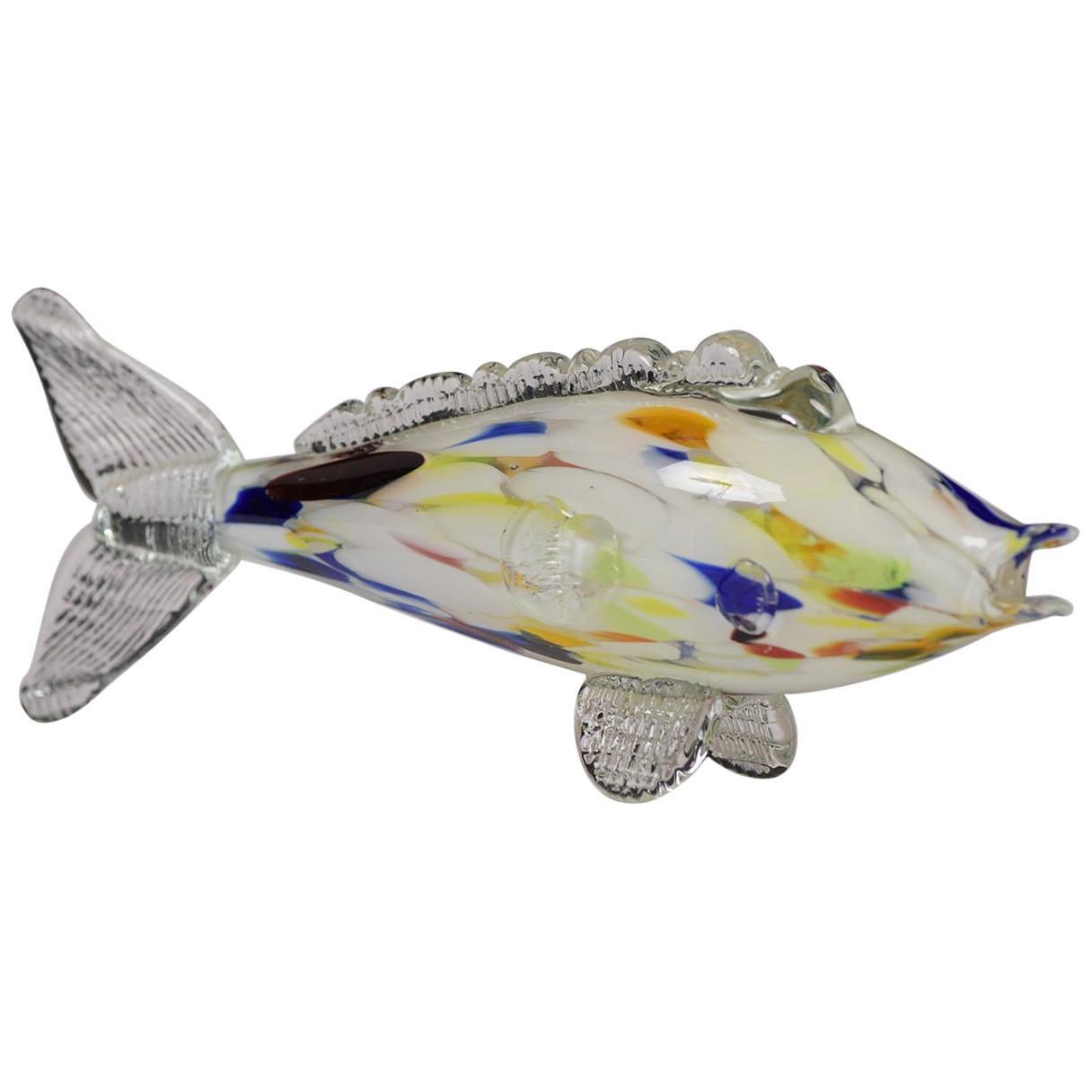 Murano Blown Glass Fish Multi-Color Figurine