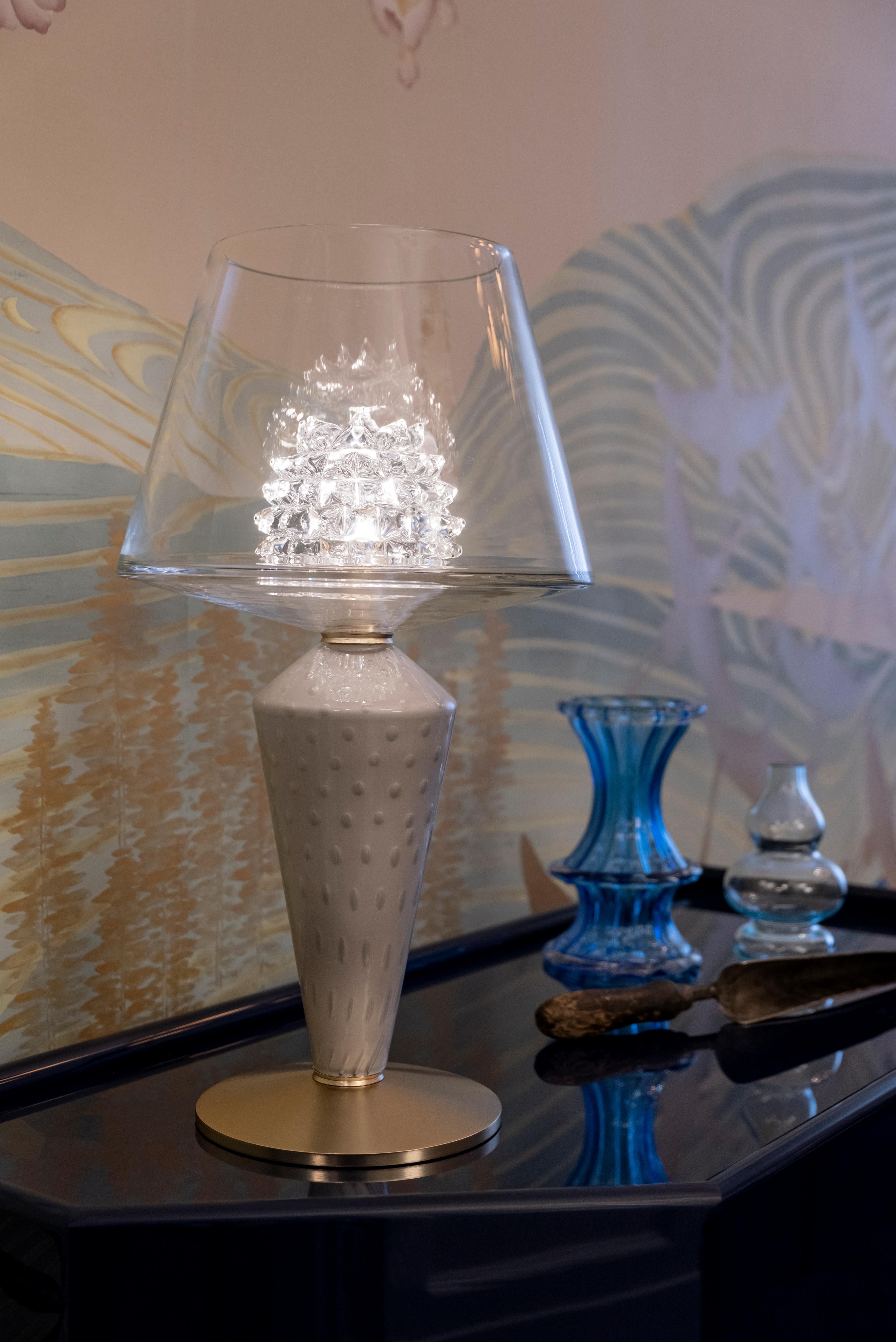 Italian Murano blown Glass Table Lamp, Grace, Crystal Venetian Crystal For Sale