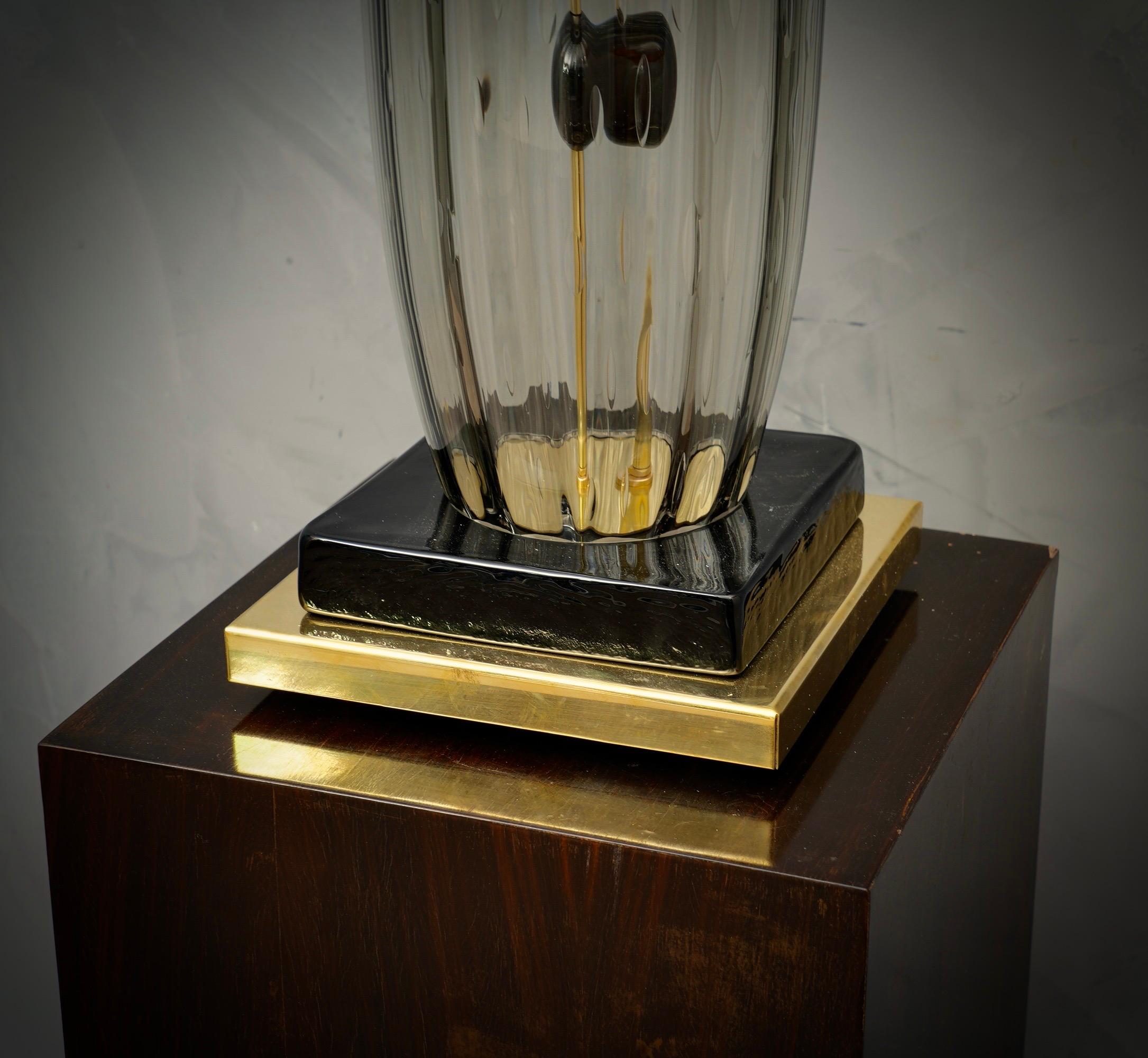 Laiton Lampes de table du milieu du siècle en verre soufflé de Murano, 1970 en vente