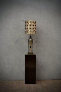 Art Deco Murano Glass and Brass Italian Table Lamp, 1970