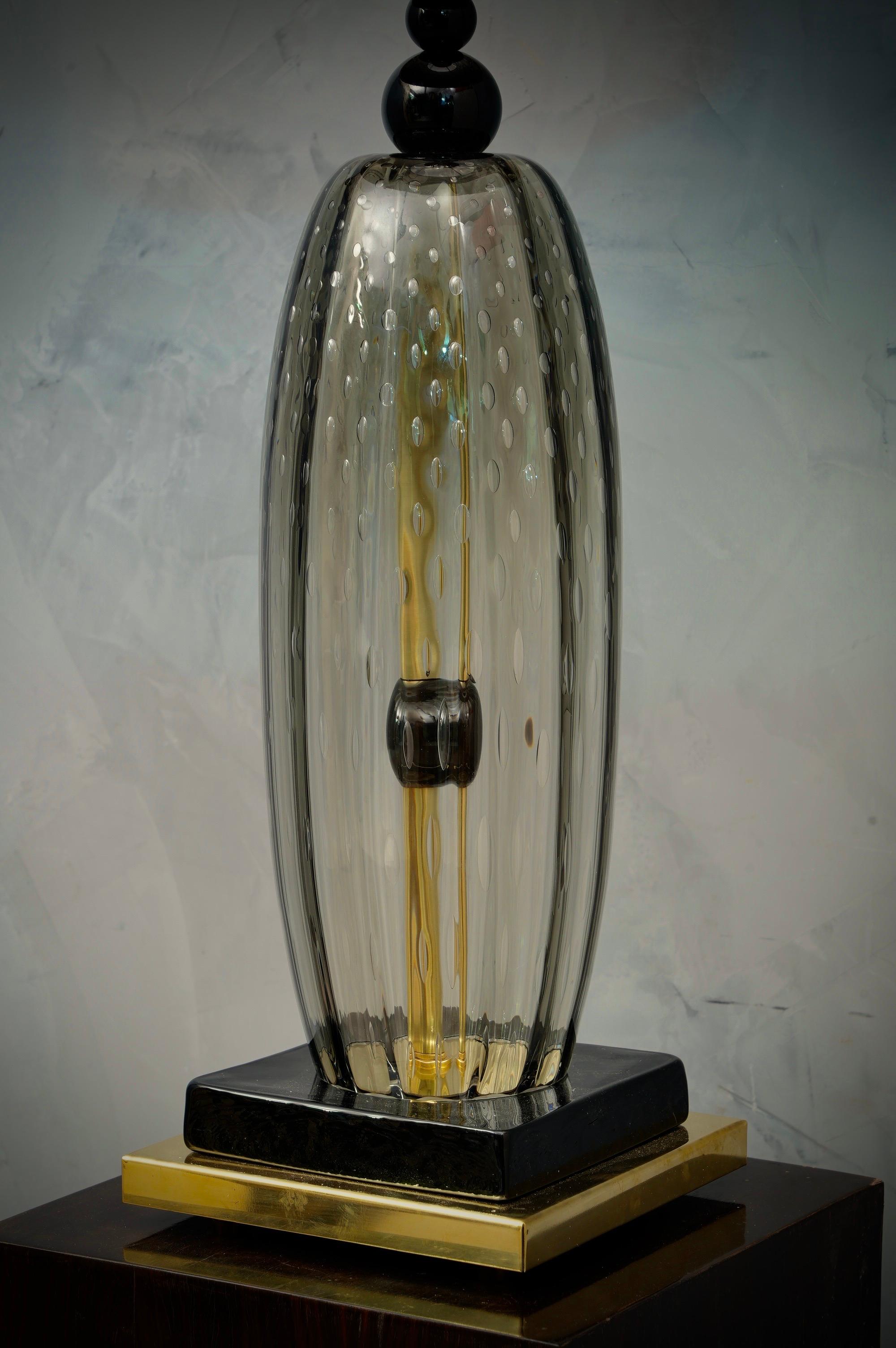 Murano Blown Glass Midcentury Table Lamps, 1970 In Good Condition For Sale In Rome, IT
