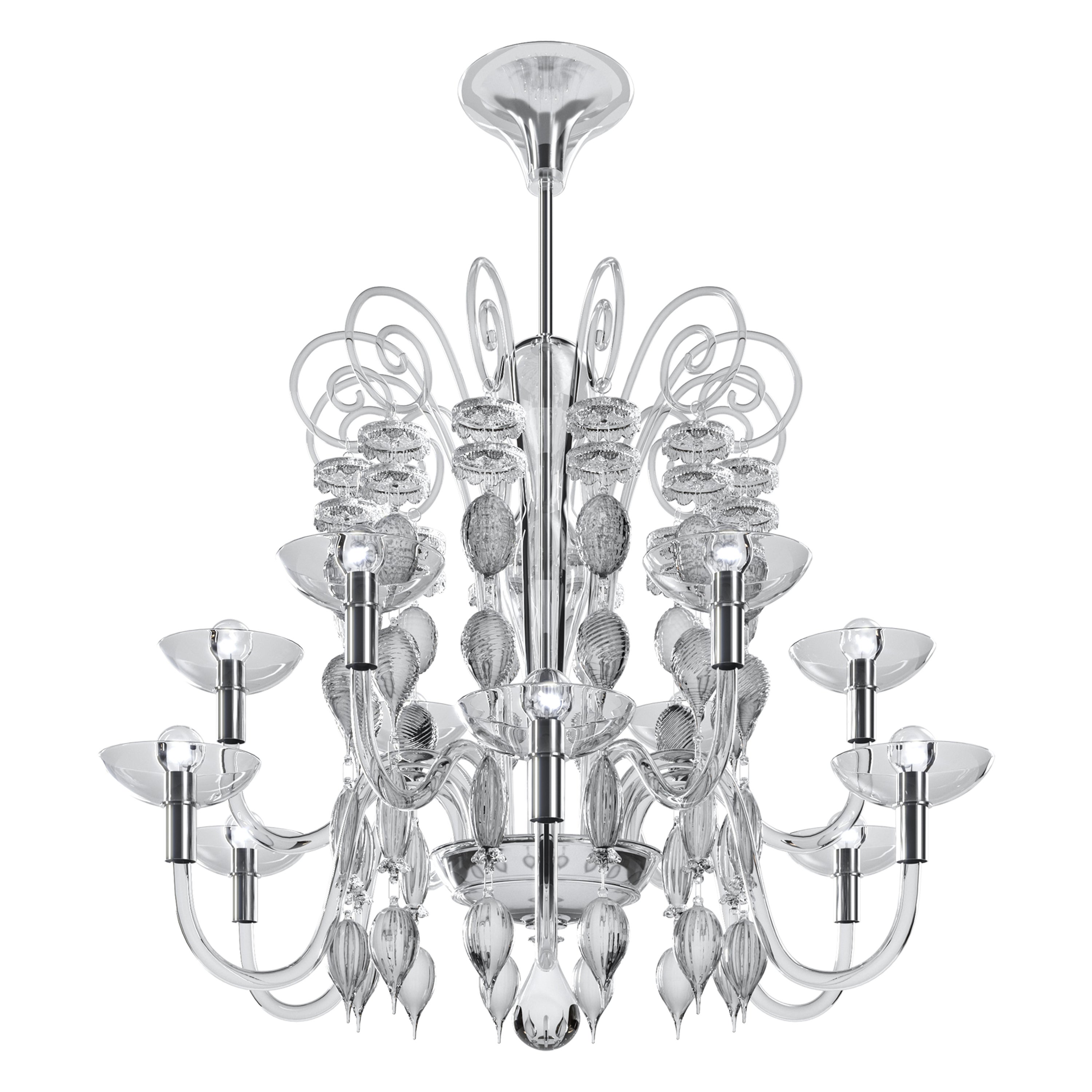 Murano Blown Glass Neoclassic Chandelier Design by Carlo Scarpa Venini Official