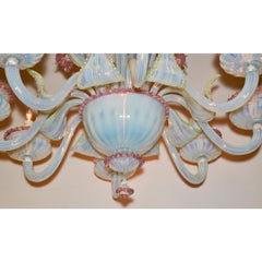 Murano Blown Glass Opalescent Chandelier, circa 1920