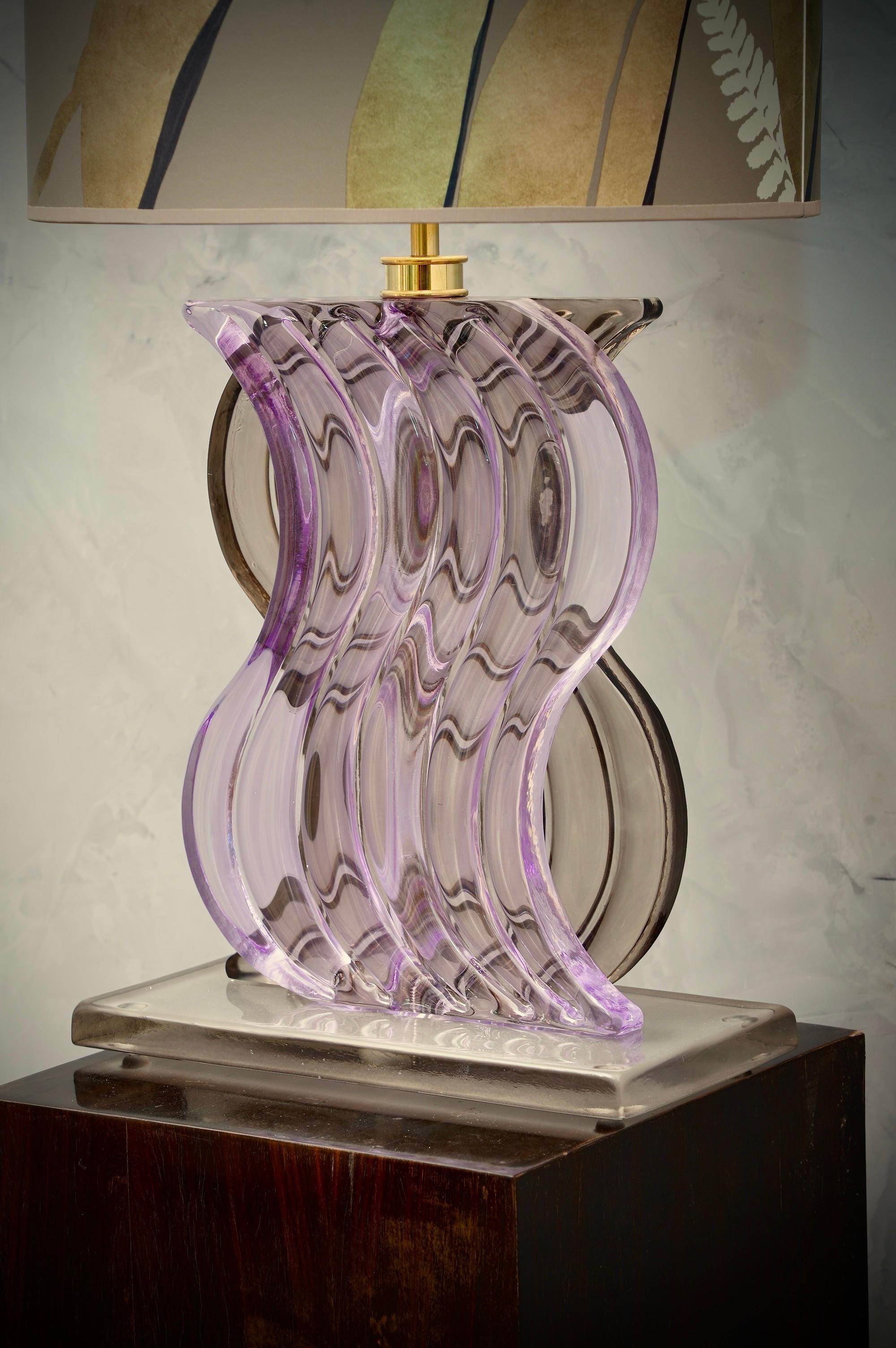 Lampe de bureau mi-siècle en verre soufflé de Murano de couleur pervenche, 1980 en vente 1