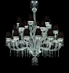 Murano Glass Chandelier,  Black Venetian Crystal, Président