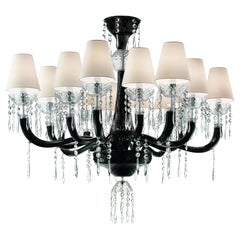 Murano blown Glass Chandelier,  Président, Black Venetian Crystal