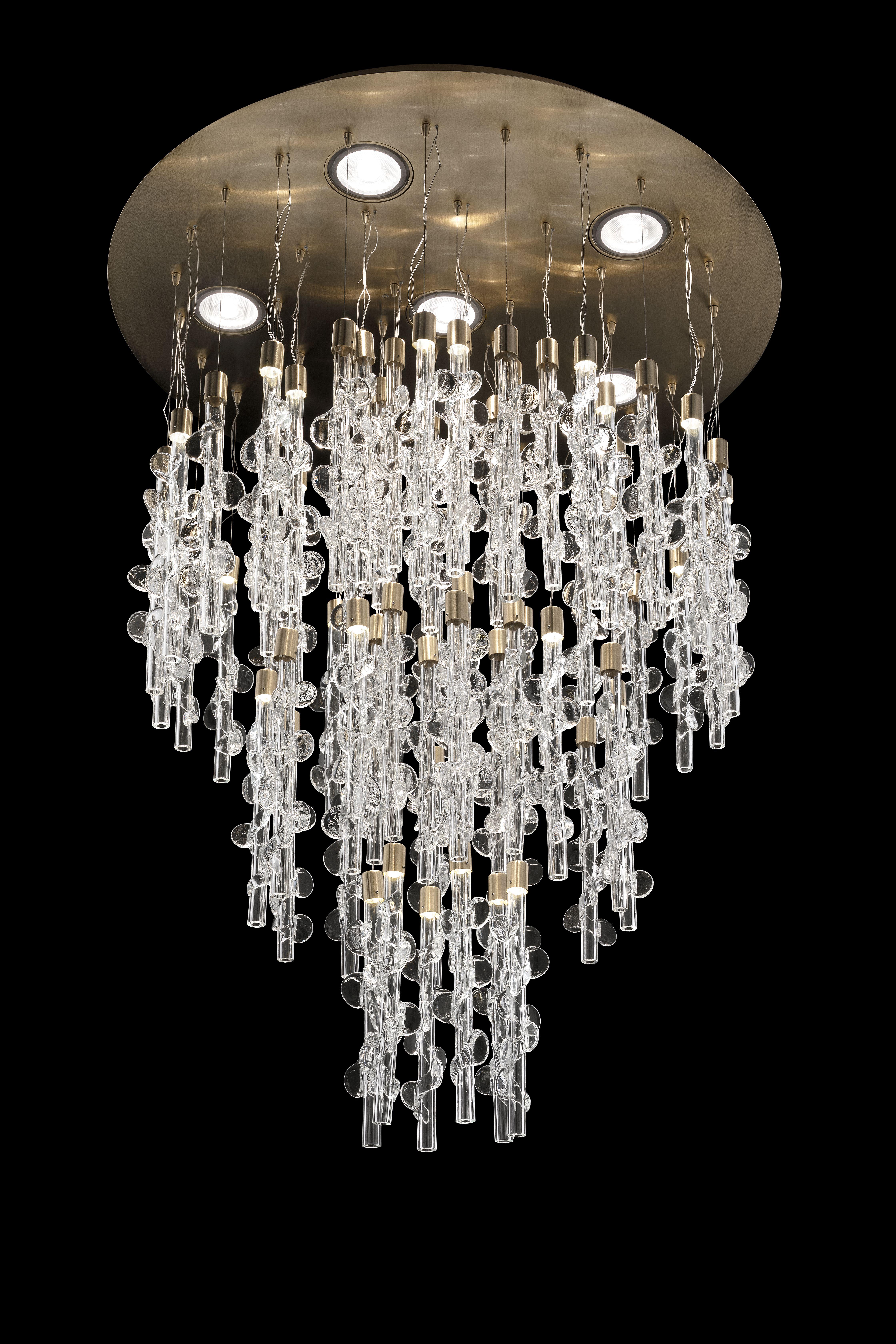 Lampada a sospensione in vetro di Murano, Trasparente, Germogli In condizioni Nuovo in vendita a Venice, IT