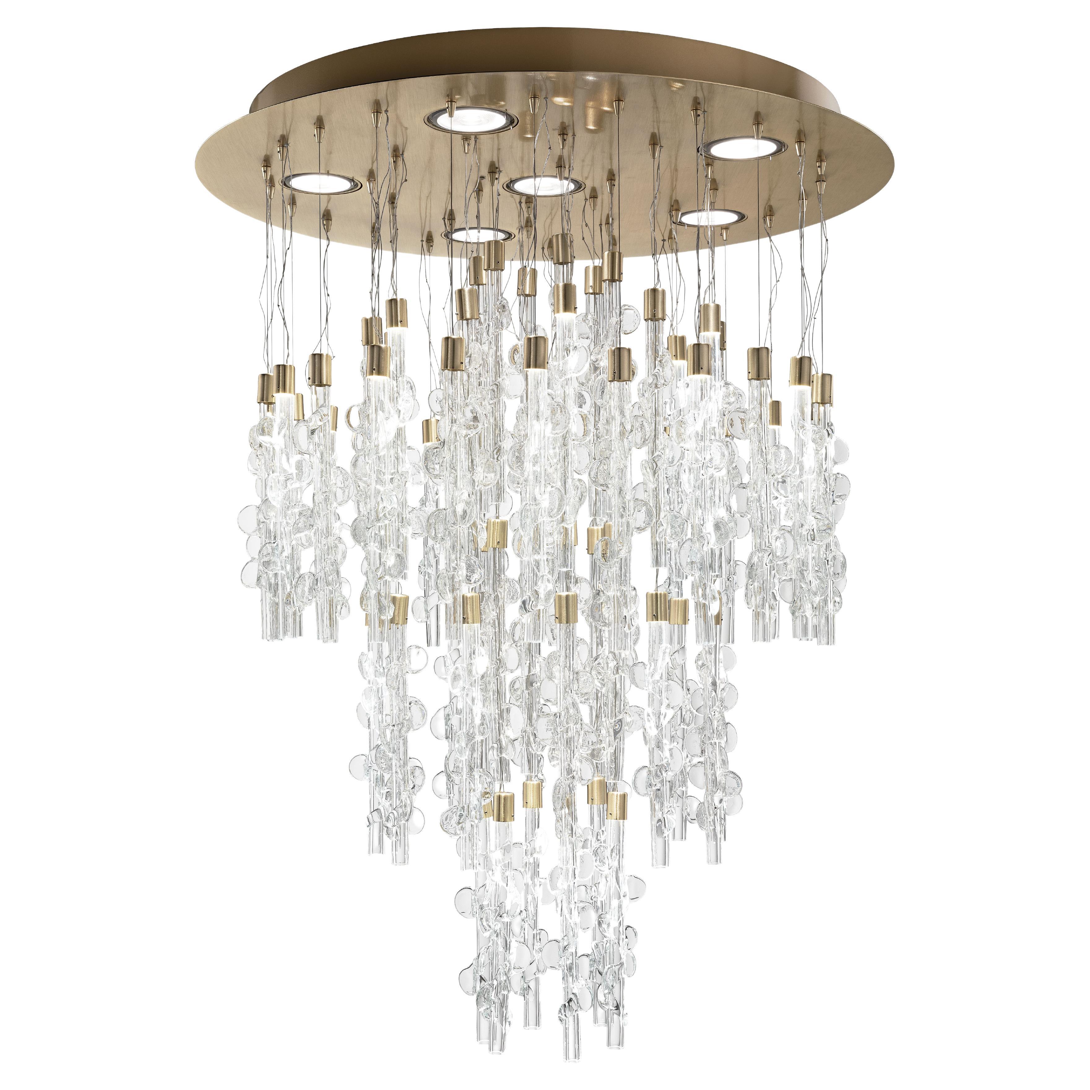 Murano Glass Suspension Lamp, Transparent, Germogli