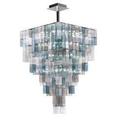 Murano Blown Glass Suspension Lamp, Grey and Blue, Empire