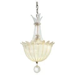 Murano Blown Glass Suspension Lamp, Gold Beige, Fanali Veneziani