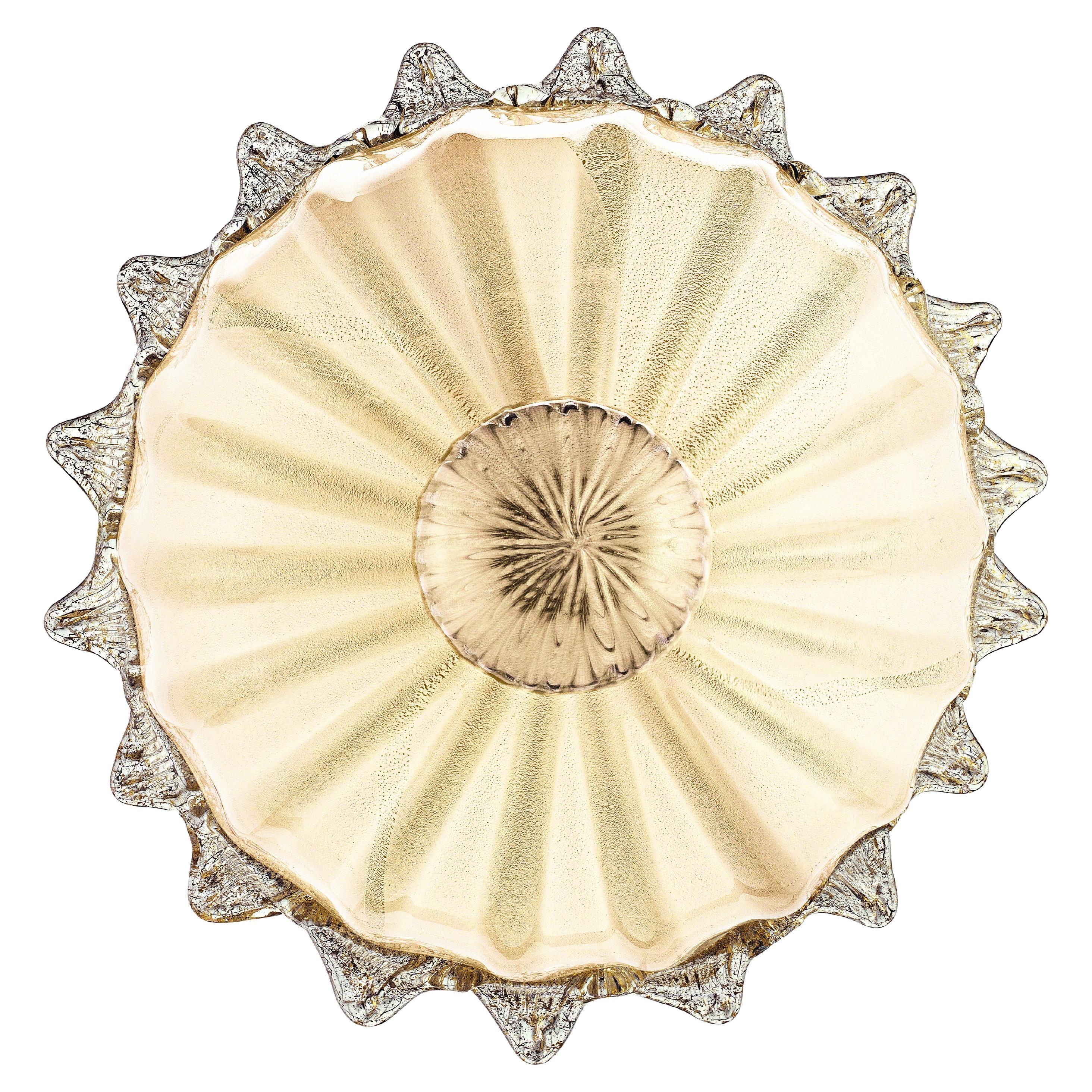 Murano Blown Glass Suspension Lamp, Gold Beige, Fanali Veneziani For Sale