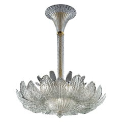 Murano Blown Glass Suspension Lamp, Glass and Fine Brushed Brass