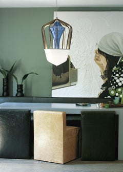 Murano blown Glass Suspension Lamp Robin - Bluastro Venetian Crystal