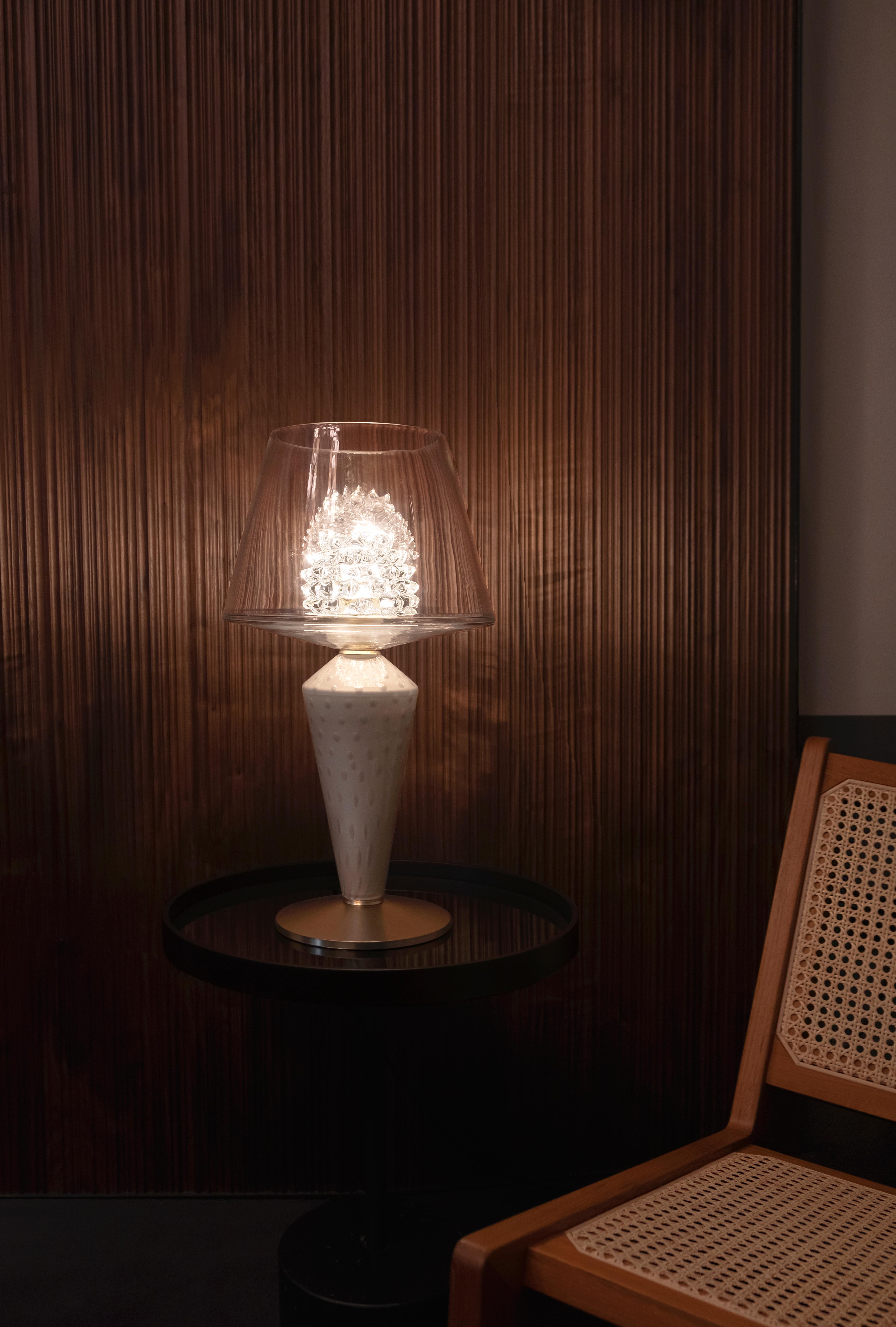 Murano blown Glass Table Lamp, Grace, Crystal Venetian Crystal In New Condition For Sale In Venice, IT