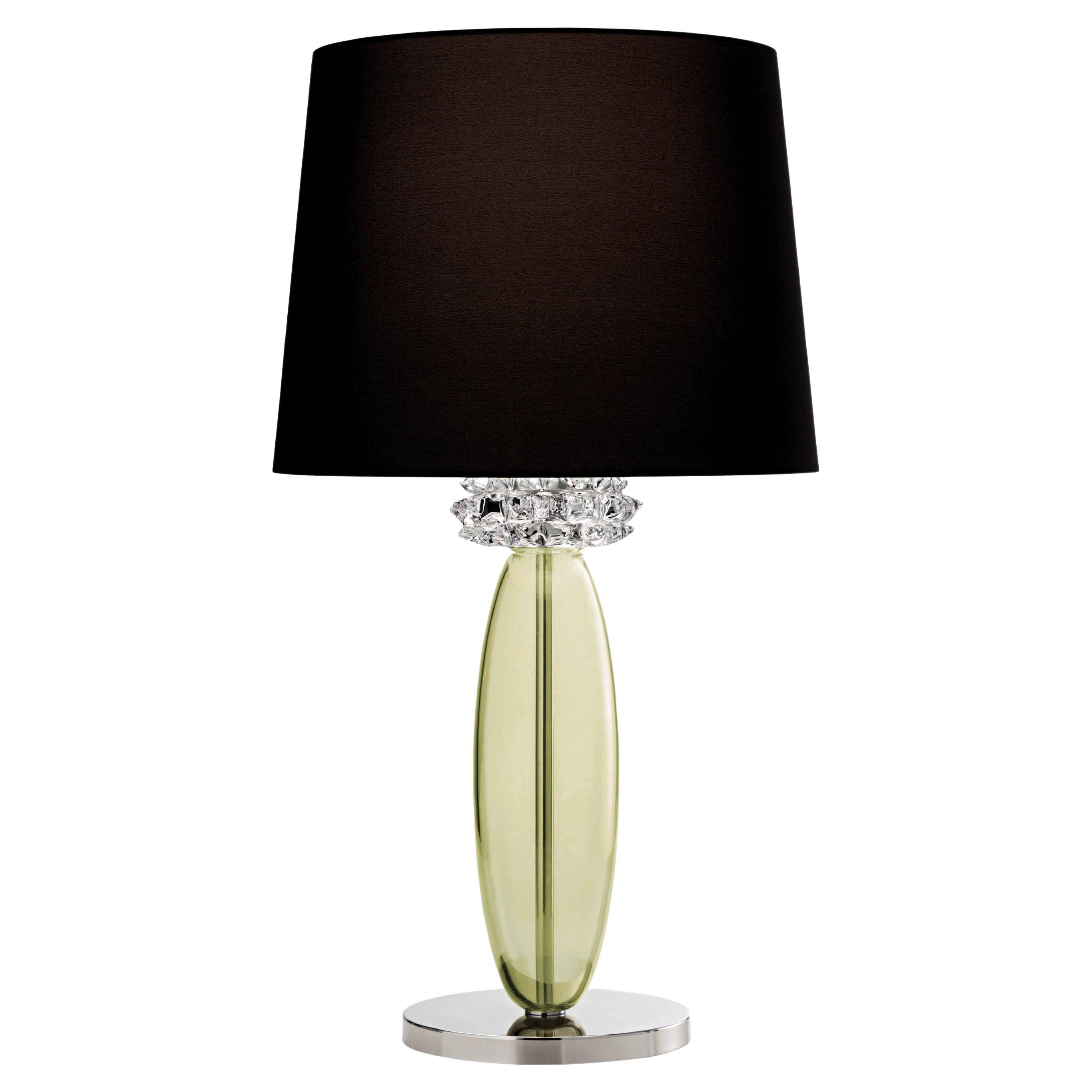 Lampe de bureau en verre soufflé de Murano, cristal vénitien olive