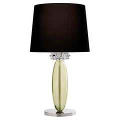 Murano blown Glass Table Lamp, Olive Venetian Crystal