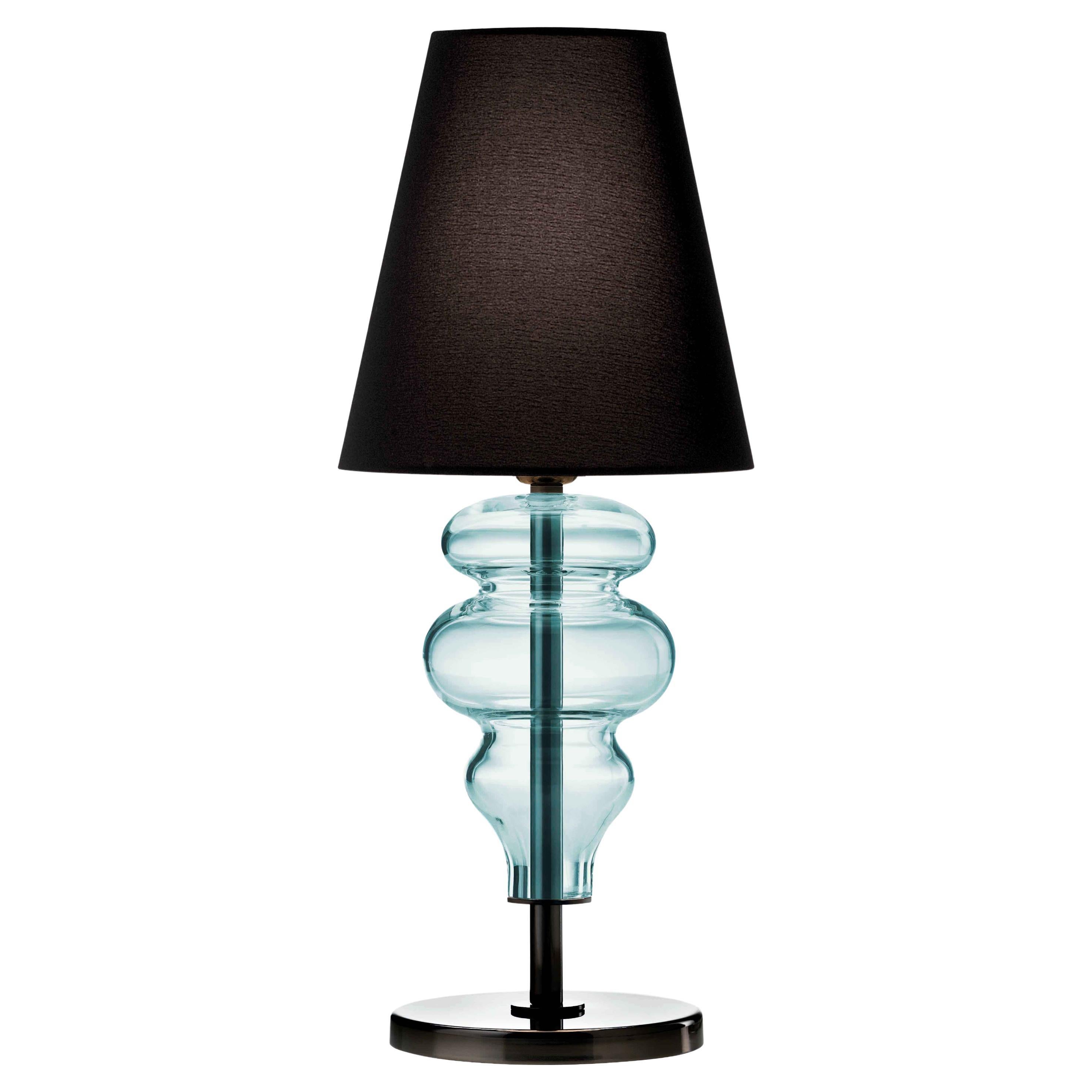 Murano blown Glass, Table Lamp, Ran, Cadet blue Venetian Crystal