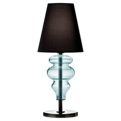 Murano blown Glass, Table Lamp, Ran, Cadet blue Venetian Crystal