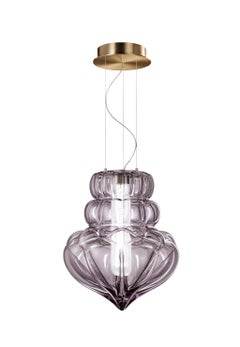 Murano blown Glass Suspension Lamp, Vallonné, Indigo Venetian Crystal
