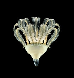 Murano blown Glass Wall Sconce, Beige Gold Venetian Crystal