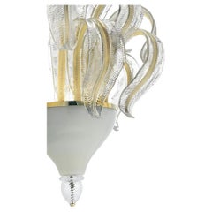 Murano blown Glass Wall Sconce, Beige Gold Venetian Crystal