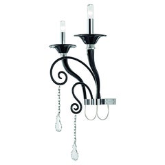Murano blown Glass Wall Sconce, Black Venetian Crystal