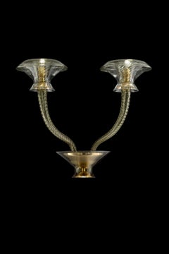 Murano blown Glass Wall sconce, Cadet Blue Venetian Crystal, Barovier and Toso