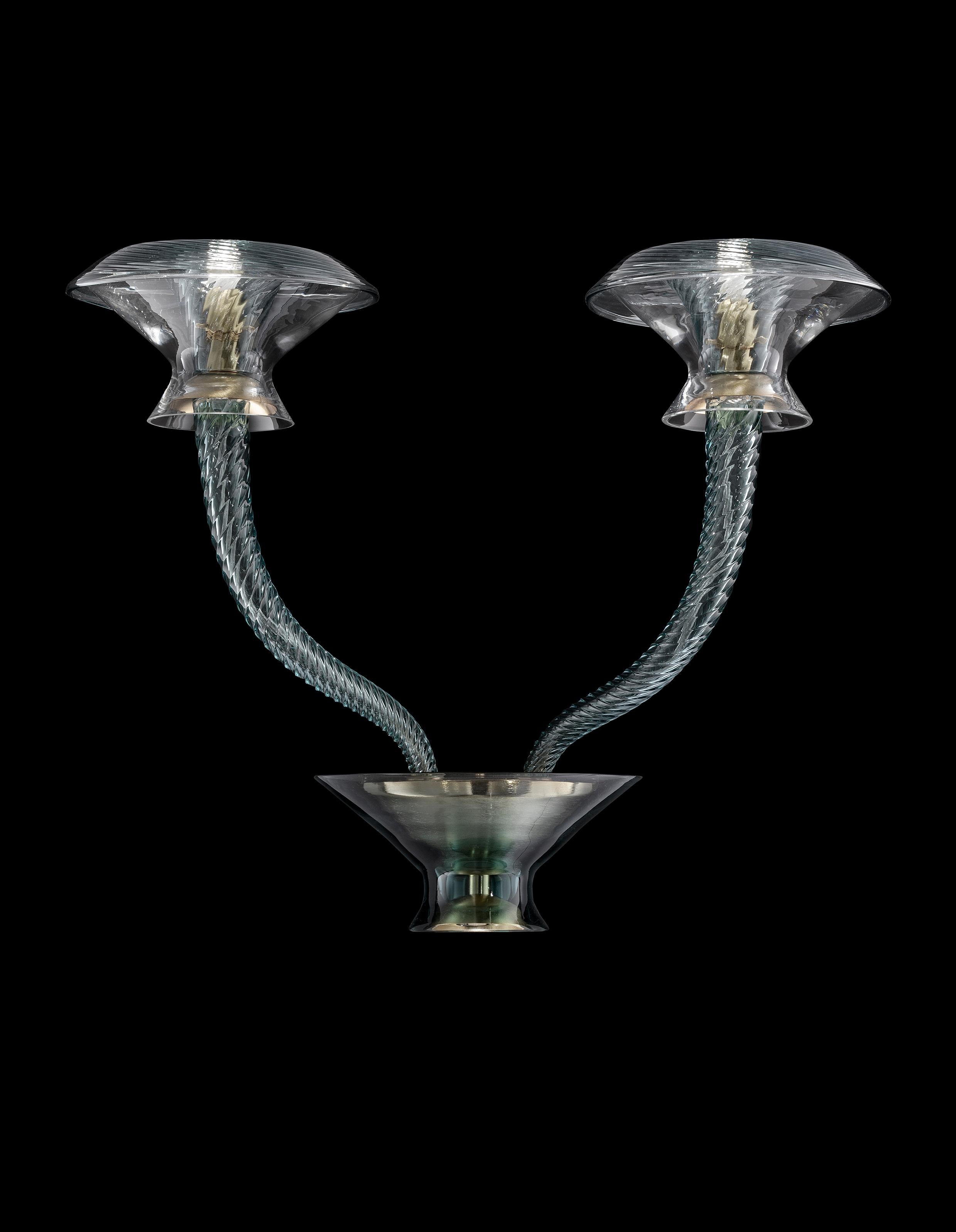 Italiano Applique in vetro soffiato di Murano, cristallo veneziano blu cadetto, Barovier&Toso in vendita